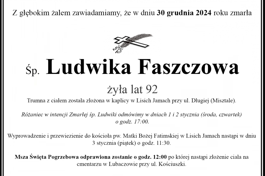 Zmarła Ludwika Faszczowa [92 lata]